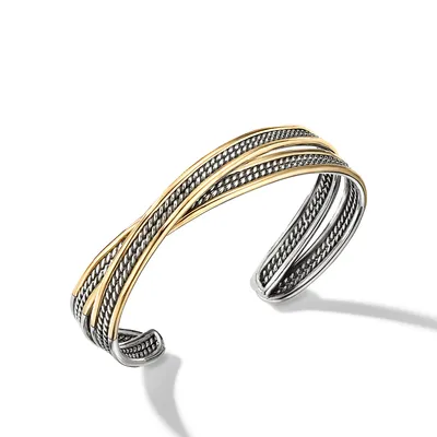 DY Origami Cuff Bracelet in Sterling Silver with 18K Yellow Gold