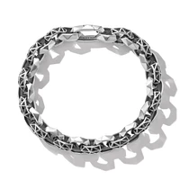 Torqued Faceted Link Bracelet in Sterling Silver with Diamonds