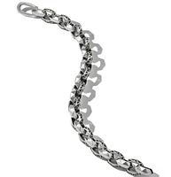 Torqued Faceted Link Bracelet in Sterling Silver with Diamonds