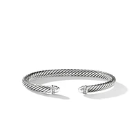 Classic Cable Bracelet in Sterling Silver with Diamonds, 5mm