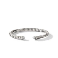 Cable Classics Bracelet in Sterling Silver with Pavé Diamond Domes