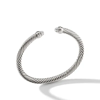 Cable Classics Bracelet in Sterling Silver with Pavé Diamond Domes