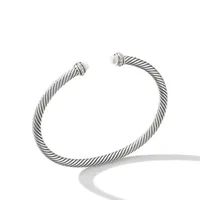 Cable Classics Bracelet in Sterling Silver with Pearls and Pavé Diamonds