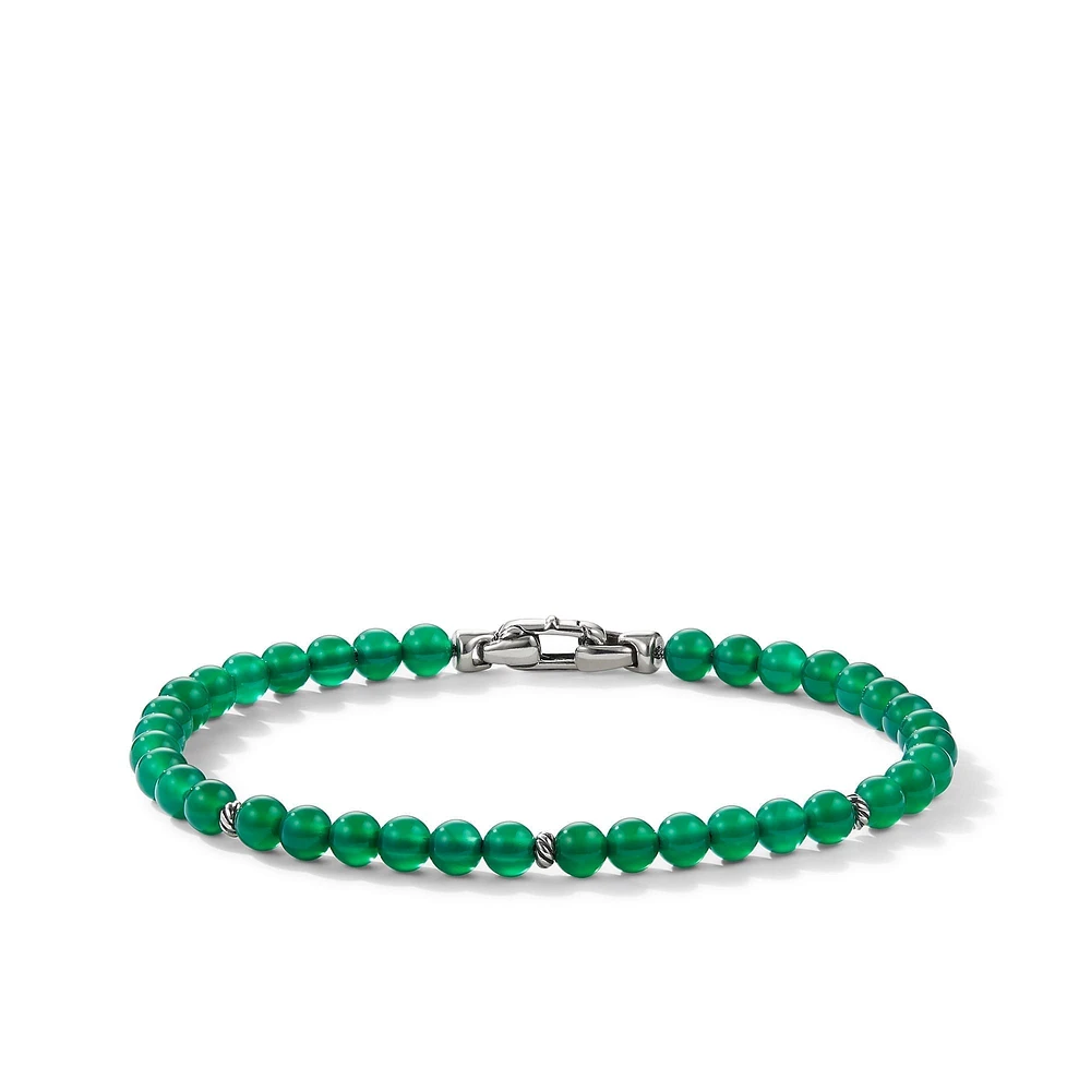 Bijoux Spiritual Beads Bracelet in Sterling Silver with Green Onyx