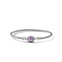 Chatelaine® Bracelet in Sterling Silver with Amethyst and Pavé Diamonds