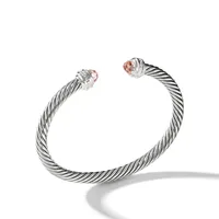 Cable Classics Bracelet in Sterling Silver with Morganite and Pavé Diamonds