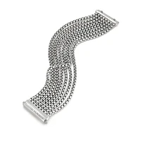 Box Chain Eight Row Bracelet in Sterling Silver, 28mm