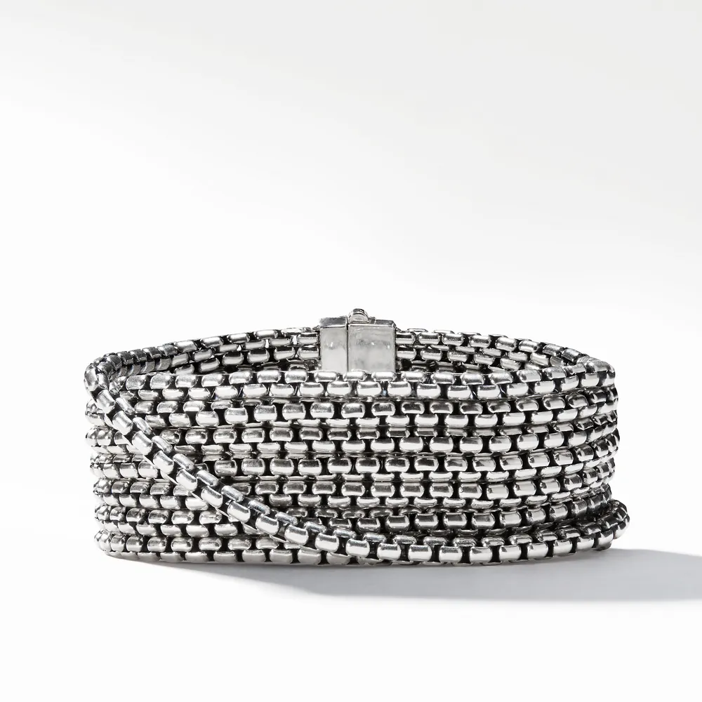 Box Chain Eight Row Bracelet in Sterling Silver