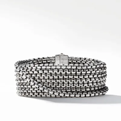 Box Chain Eight Row Bracelet in Sterling Silver, 28mm