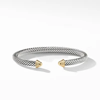 Classic Cable Bracelet in Sterling Silver with 14K Yellow Gold Domes