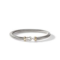 Buckle Classic Cable Bracelet in Sterling Silver with 18K Yellow Gold