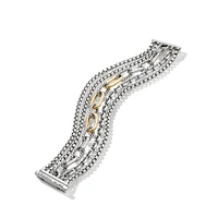 Multi Row Chain Bracelet in Sterling Silver with 18K Yellow Gold