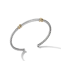 Petite Helena Classic Cable Station Bracelet in Sterling Silver with 18K Yellow Gold with Diamonds