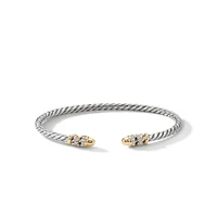 Petite Helena Bracelet in Sterling Silver with 18K Yellow Gold Domes and Pavé Diamonds