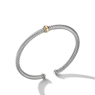 Cable Classics Center Station Bracelet in Sterling Silver with 18K Yellow Gold