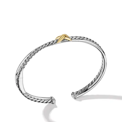 Petite X Center Station Bracelet in Sterling Silver with 18K Yellow Gold