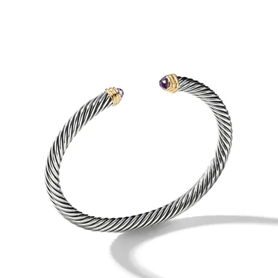 Cable Classics Bracelet in Sterling Silver with Amethyst and 14K Yellow Gold