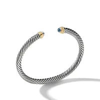 Cable Classics Bracelet in Sterling Silver with Blue Topaz and 14K Yellow Gold