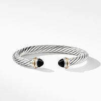 Cable Classics Bracelet in Sterling Silver with Black Onyx and 14K Yellow Gold