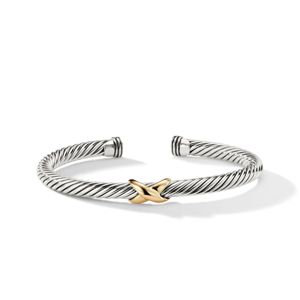 X Station Bracelet in Sterling Silver with 14K Yellow Gold