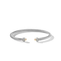 Cable Classics Bracelet in Sterling Silver with 18K Yellow Gold Domes and Pavé Diamonds