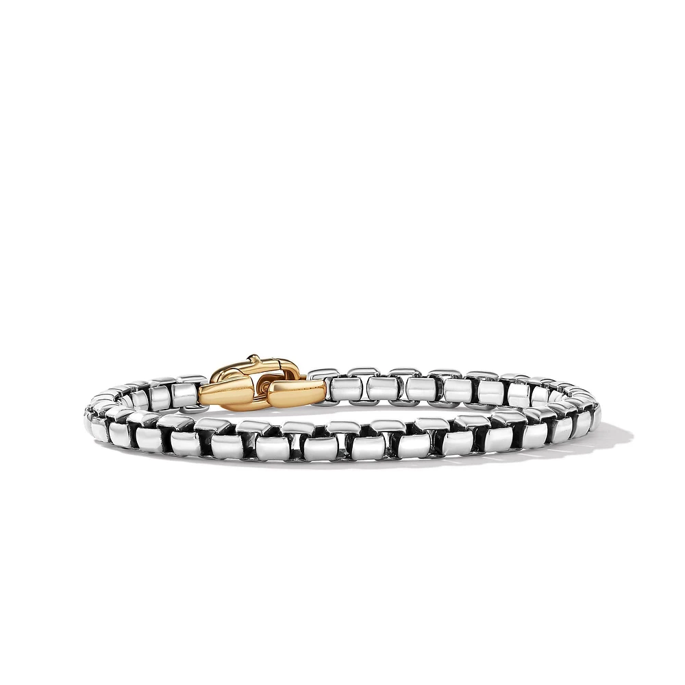 Box Chain Bracelet in Sterling Silver with 14K Yellow Gold