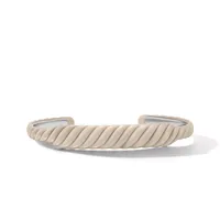 Enamel Sculpted Cable Contour Cuff Bracelet in Taupe