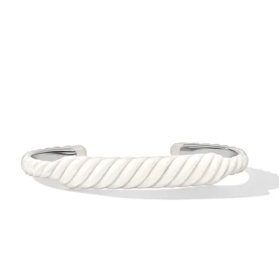 Sculpted Cable Color Contour Cuff Bracelet in White