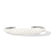Sculpted Cable Color Contour Cuff Bracelet in White