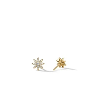 Petite Starburst Stud Earrings in 18K Yellow Gold with Diamonds, 7.5mm