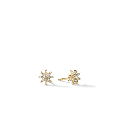 Petite Starburst Stud Earrings in 18K Yellow Gold with Full Pavé Diamonds