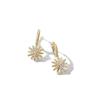 Starburst Drop Earrings in 18K Yellow Gold with Pavé Diamonds