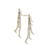 Petite Helena Chain Drop Earrings in 18K Yellow Gold with Pavé Diamonds