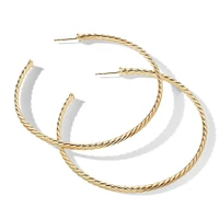 Cable Hoop Earrings in 18K Yellow Gold, 2.5in