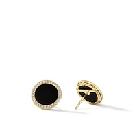 DY Elements® Stud Earrings in 18K Yellow Gold with Black Onyx and Pavé Diamonds