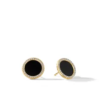 DY Elements® Stud Earrings in 18K Yellow Gold with Black Onyx and Pavé Diamonds