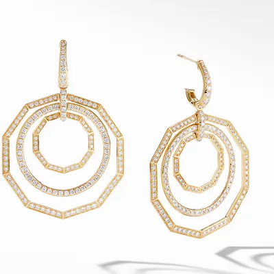 Stax Door Knocker Drop Earrings in 18K Yellow Gold with Diamonds, 50mm