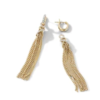 Helena Chain Tassel Earrings in 18K Yellow Gold with Pavé Diamonds