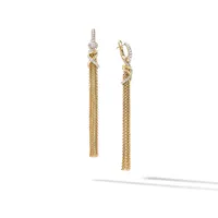 Helena Chain Tassel Earrings in 18K Yellow Gold with Pavé Diamonds