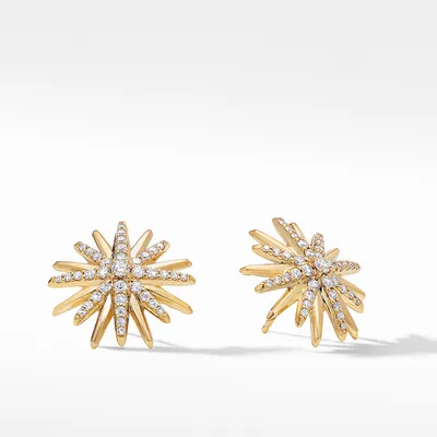 Starburst Stud Earrings in 18K Yellow Gold with Diamonds, 19mm