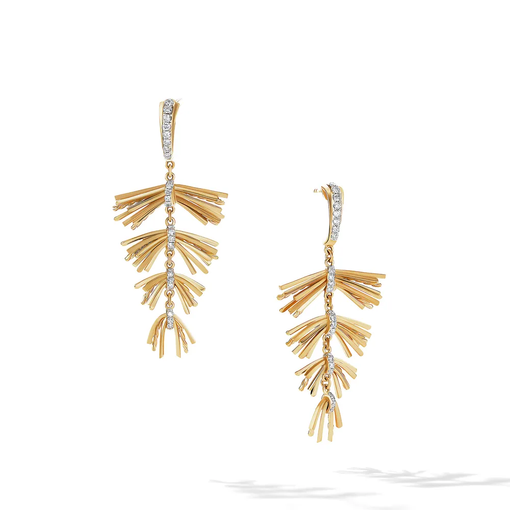 Angelika? Fringe Drop Earrings in 18K Yellow Gold with Pavé Diamonds