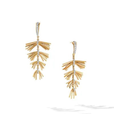 Angelika? Fringe Drop Earrings in 18K Yellow Gold with Pavé Diamonds