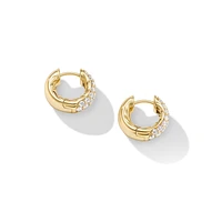 DY Mercerâ„¢ Micro Hoop Earrings in 18K Yellow Gold with Diamonds, 13.5mm