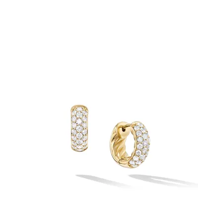 DY Mercerâ„¢ Micro Hoop Earrings in 18K Yellow Gold with Diamonds, 13.5mm