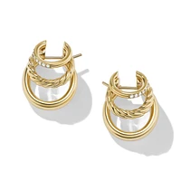 DY Mercerâ„¢ Multi Hoop Earrings in 18K Yellow Gold with Diamonds, 21mm