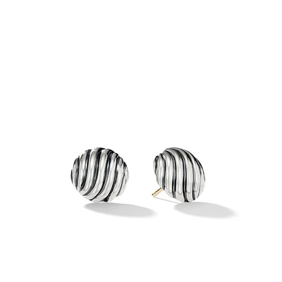 Sculpted Cable Stud Earrings in Sterling Silver