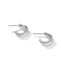Petite X Hoop Earrings in Sterling Silver with Pavé Diamonds