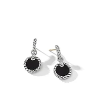 DY Elements Drop Earrings in Sterling Silver with Black Onyx and Diamonds, 25mm
