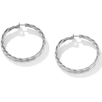 Cable Edge Hoop Earrings in Sterling Silver