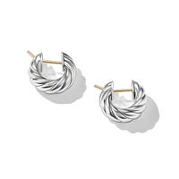 Sculpted Cable Hoop Earrings in Sterling Silver, 14.4mm